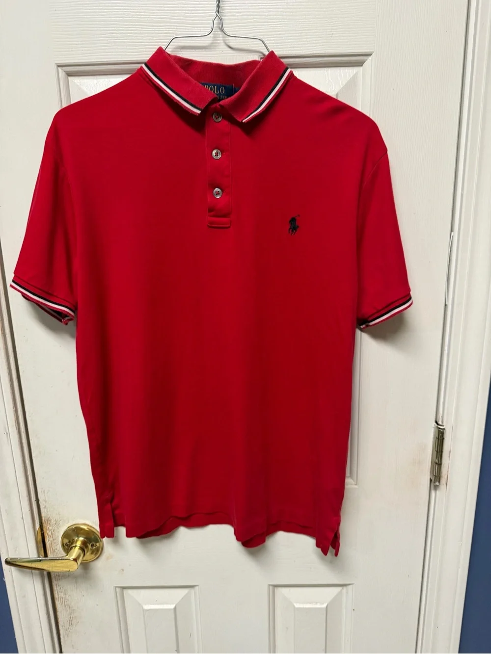 Ralph Lauren Red Polo with Navy Contrast Trim